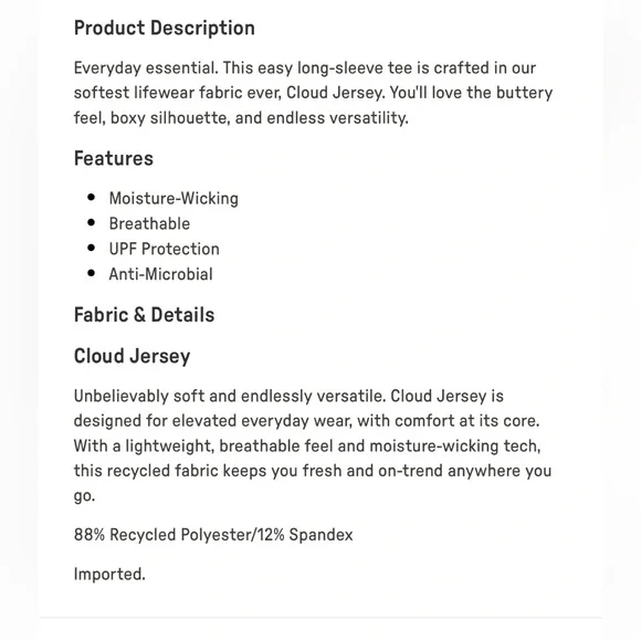 Fabletics Cloud Jersey Boxy Long-Sleeve Top | L | Everpine Heather - Picture 7 of 8